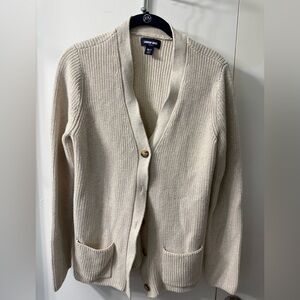 Lands' End Women's Beige Cardigan Sweater